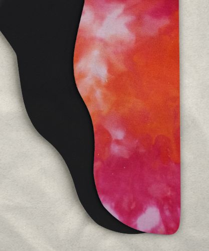 Parti-Color Tights - Red-Orange Marble/Black<br>39-42w x 24i